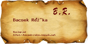 Bacsek Réka névjegykártya